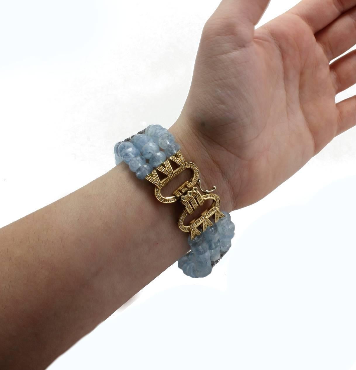 Bracelet d'aigue-marine et de diamant en or Bon état - En vente à Marcianise, Marcianise (CE)