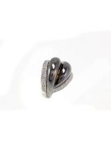 Diamond White and Black Gold Dome Ring