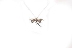 White Stones Emerald Diamond Dragonfly Brooch or Pendant