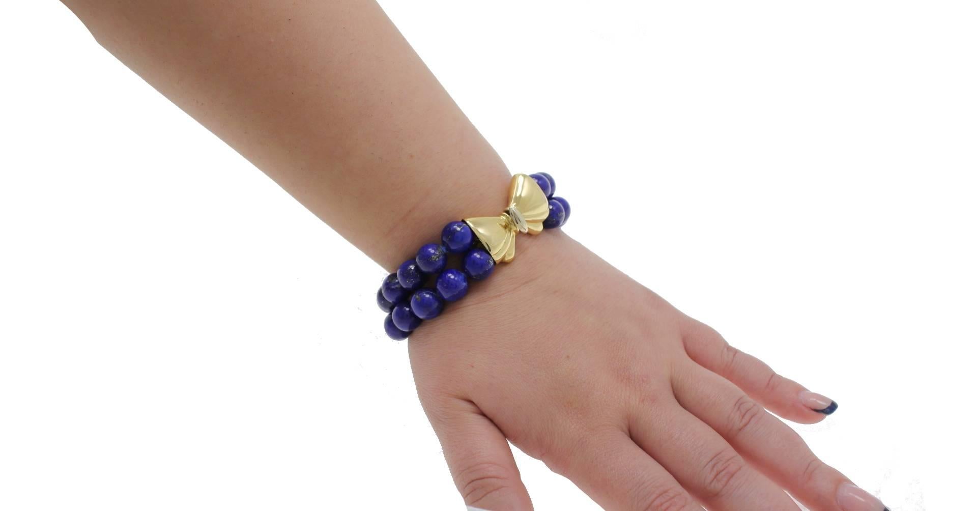 Lapis 18 kt Gold Bracelet In Good Condition In Marcianise, Marcianise (CE)