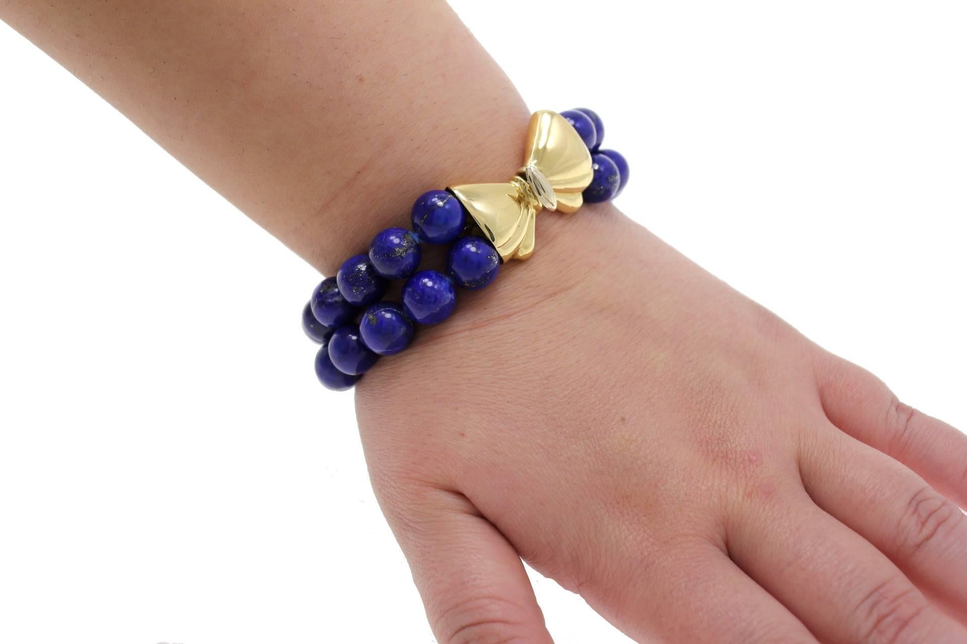 Mixed Cut  Lapis 18 kt Gold Bracelet