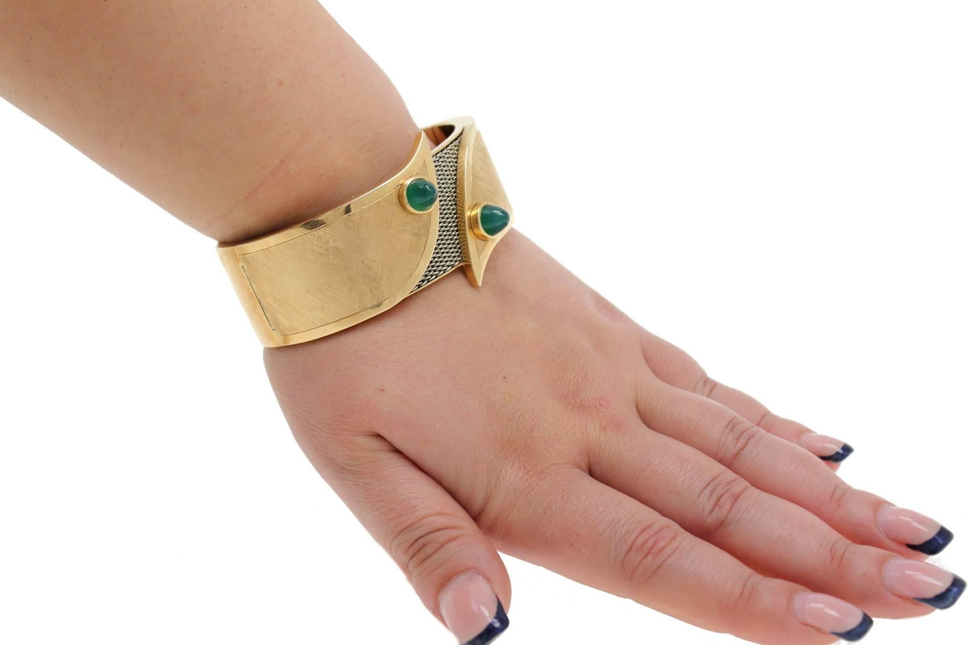 Women's Luise Emerald Gold Cuff Bracelet