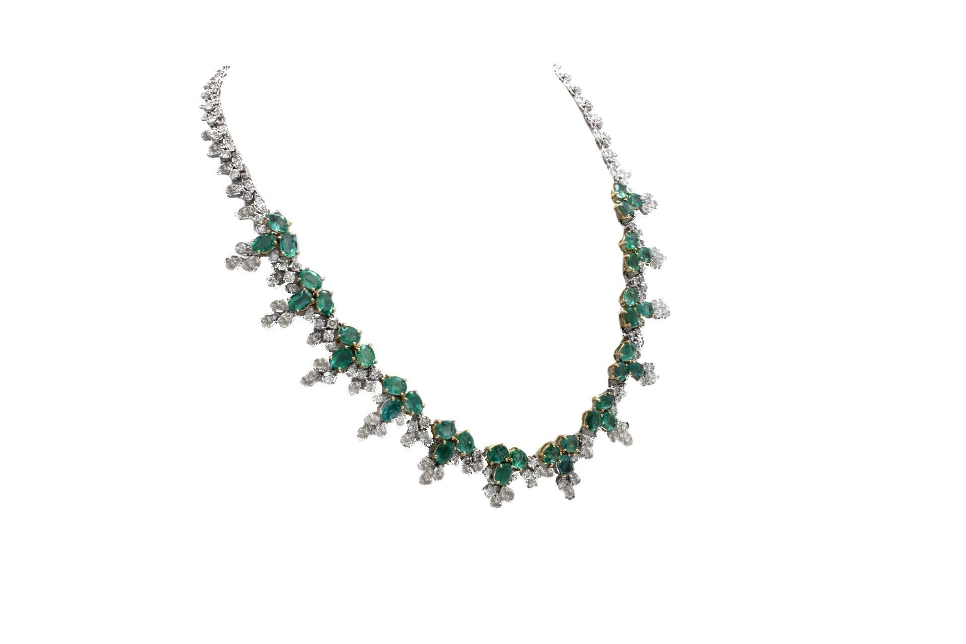 Retro Luise Emerald Diamond Gold Necklace