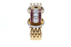 Gold Diamond Ruby Bracelet/Watch