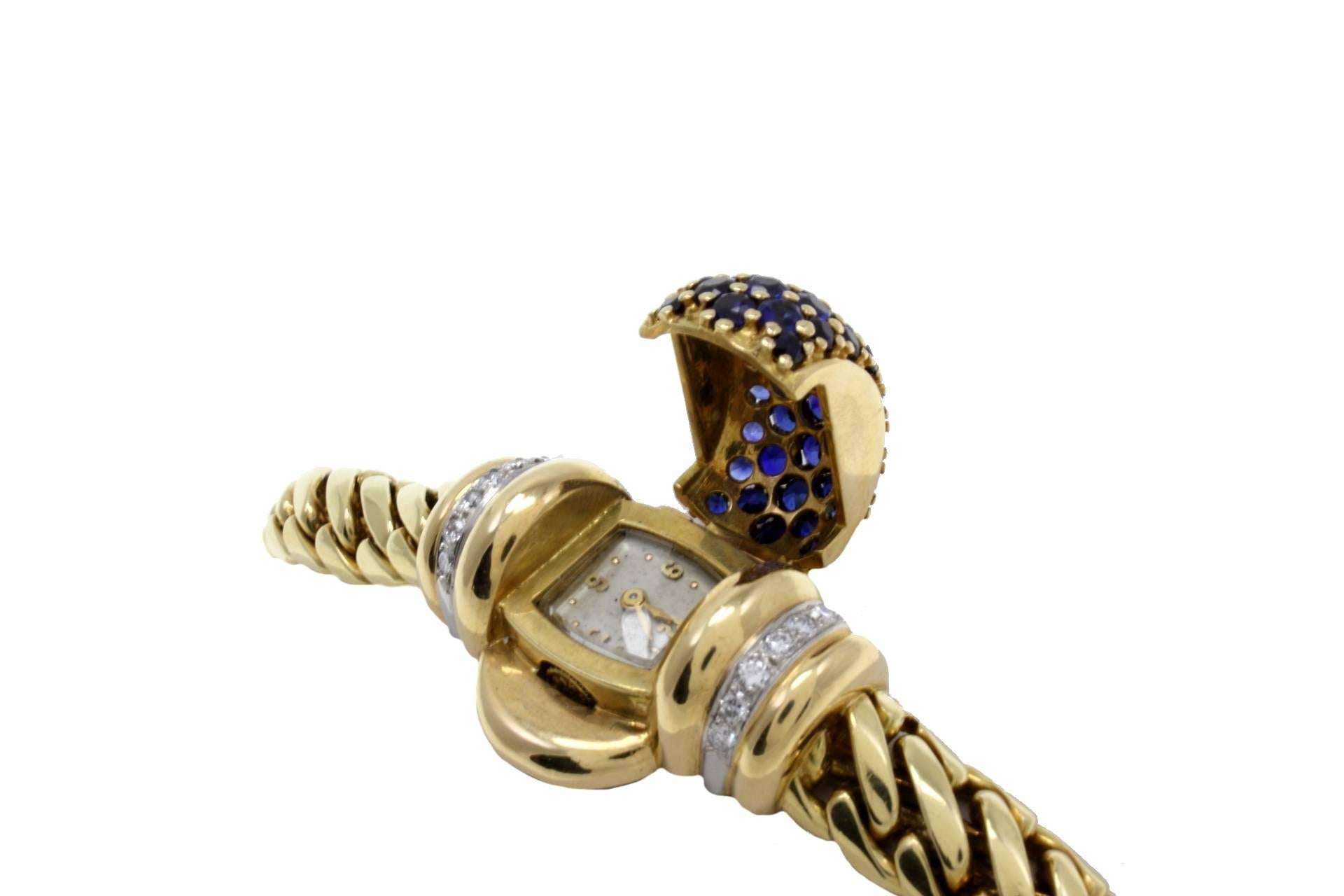 Retro Luise Gold Diamond Sapphire Bracelet/Watch