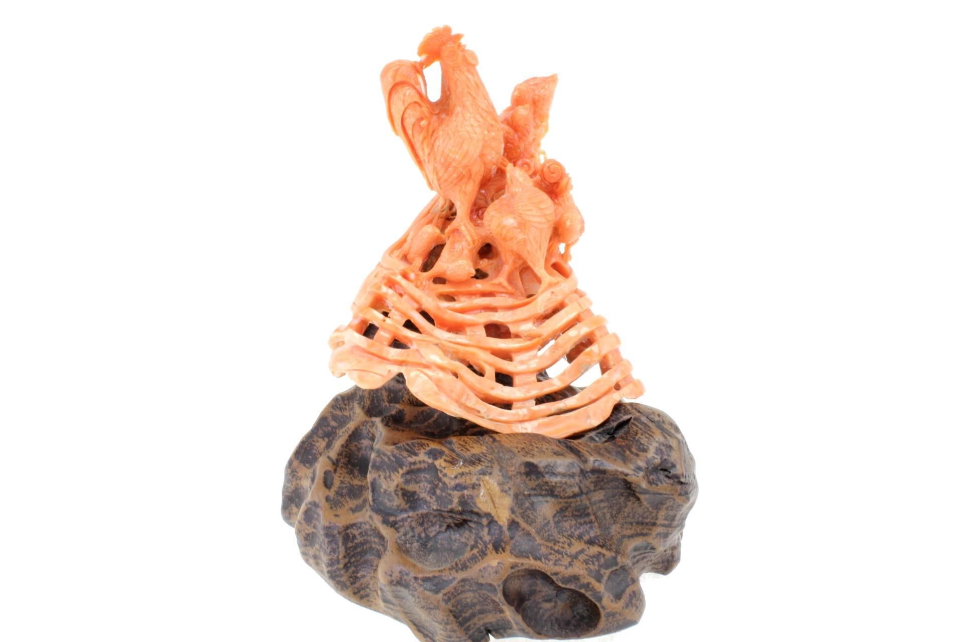 Retro Coral Wood Sculpture For Sale