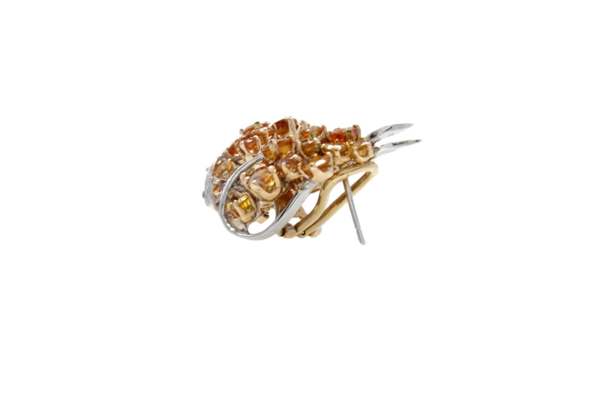 Retro Sapphire Diamond Gold Earrings For Sale