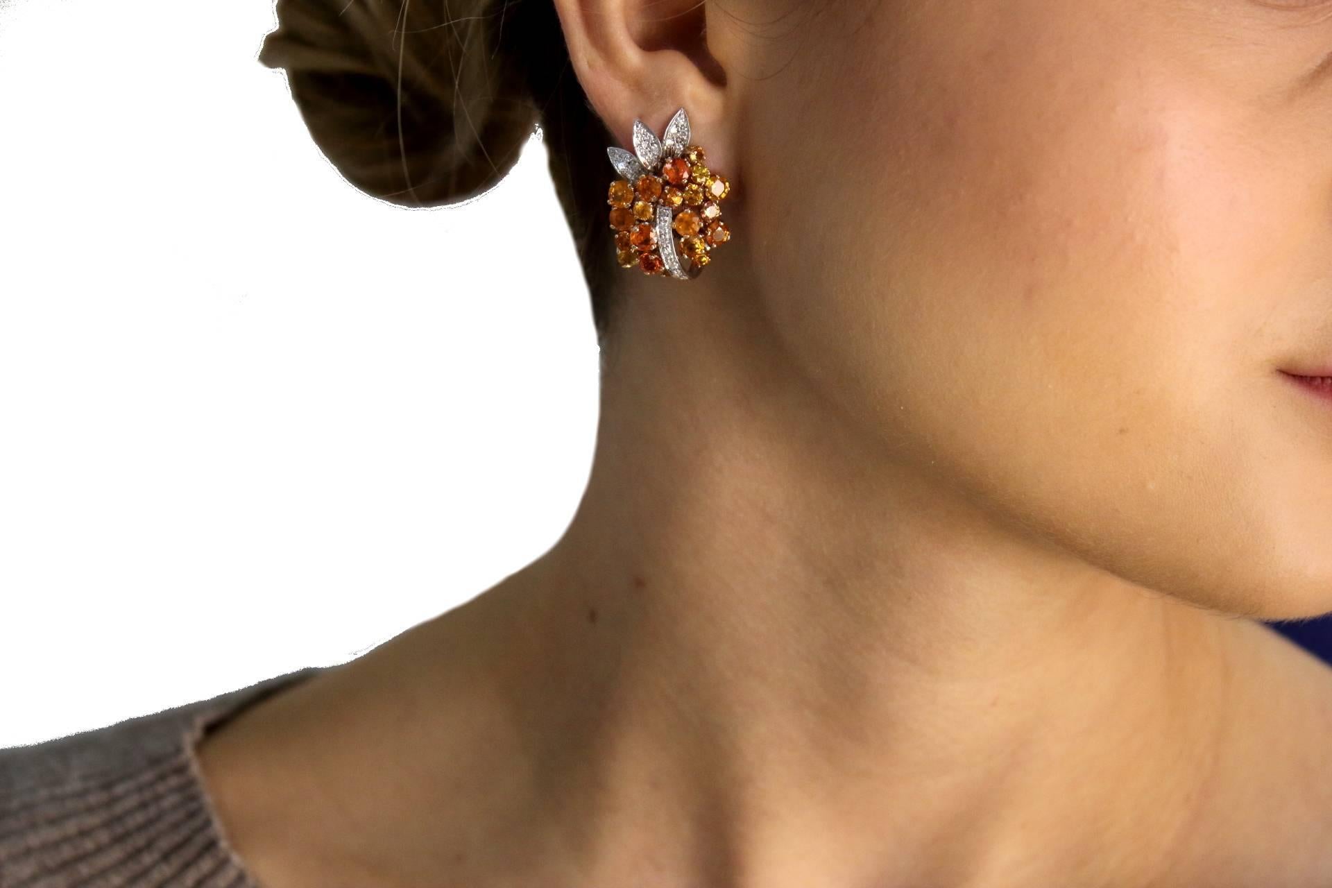 Saphir-Diamant-Gold-Ohrringe Damen im Angebot