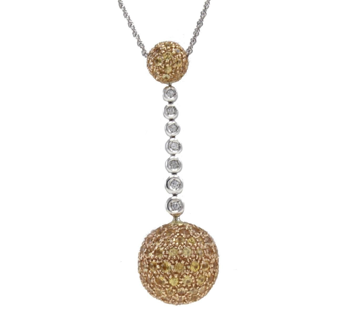 Gold Silver Diamond Topaz Necklace Pendant For Sale