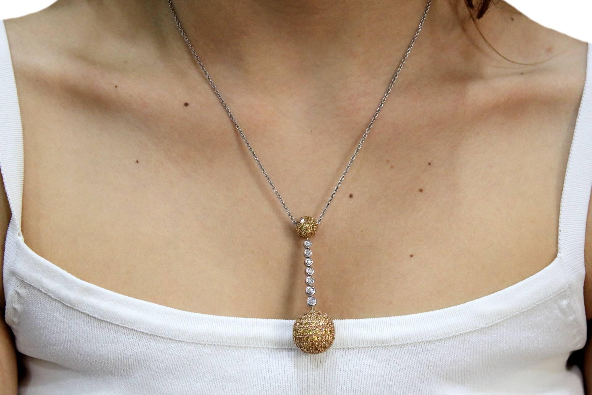 Gold Silber Diamant Topas Halskette Anhänger im Zustand „Gut“ im Angebot in Marcianise, Marcianise (CE)