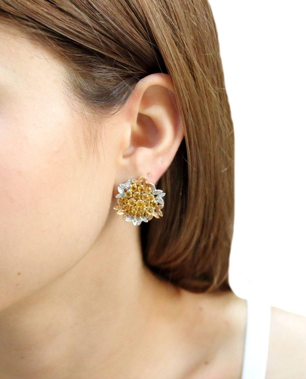 Women's  Sapphire Diamonds Gold Earrings