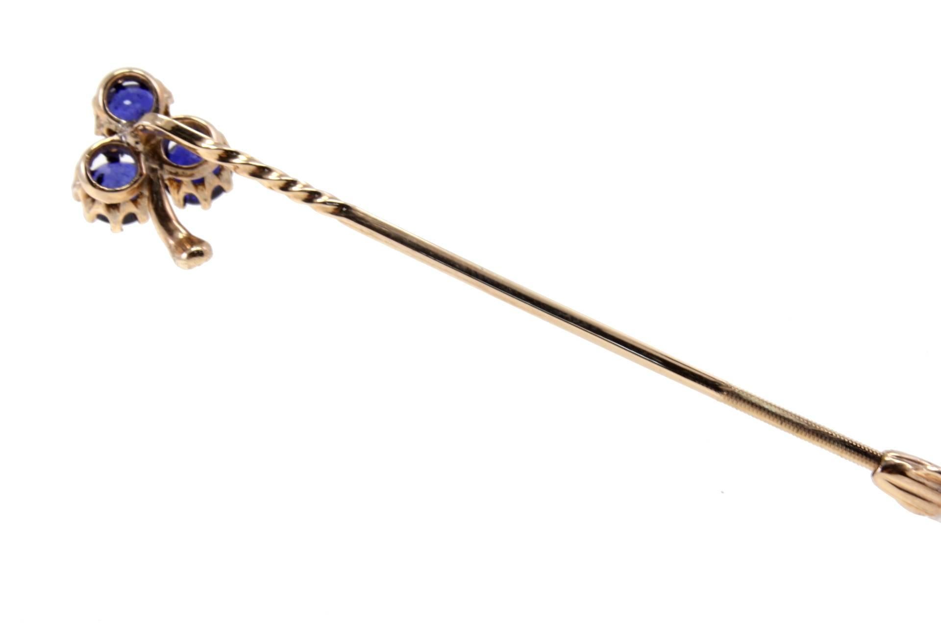 Retro  Gold Diamond Sapphire Brooch