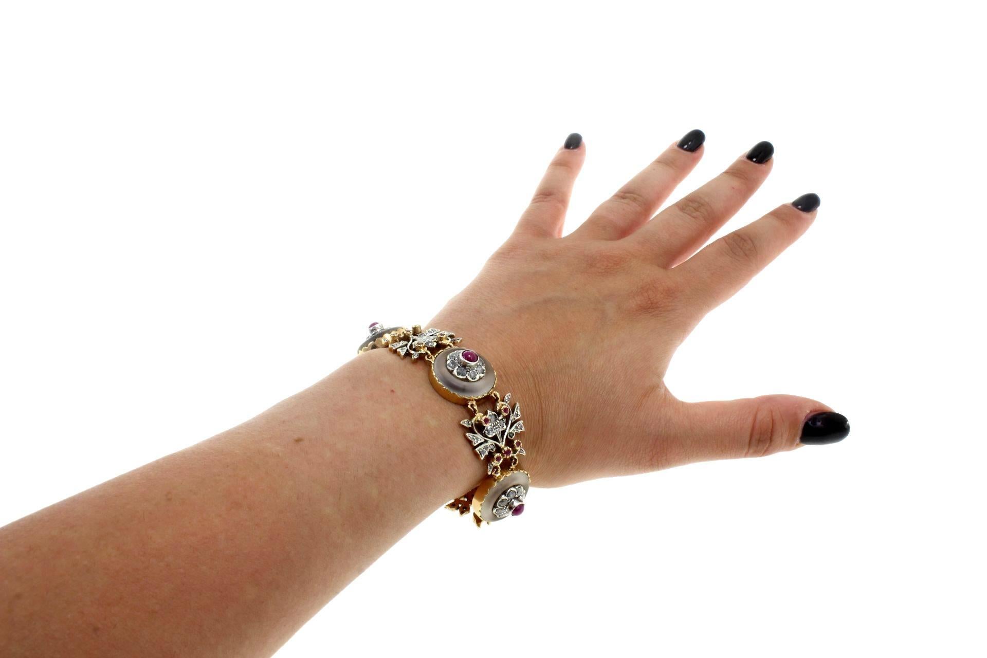 Women's Luise Gold Diamond Ruby Rock Crystal Bracelet