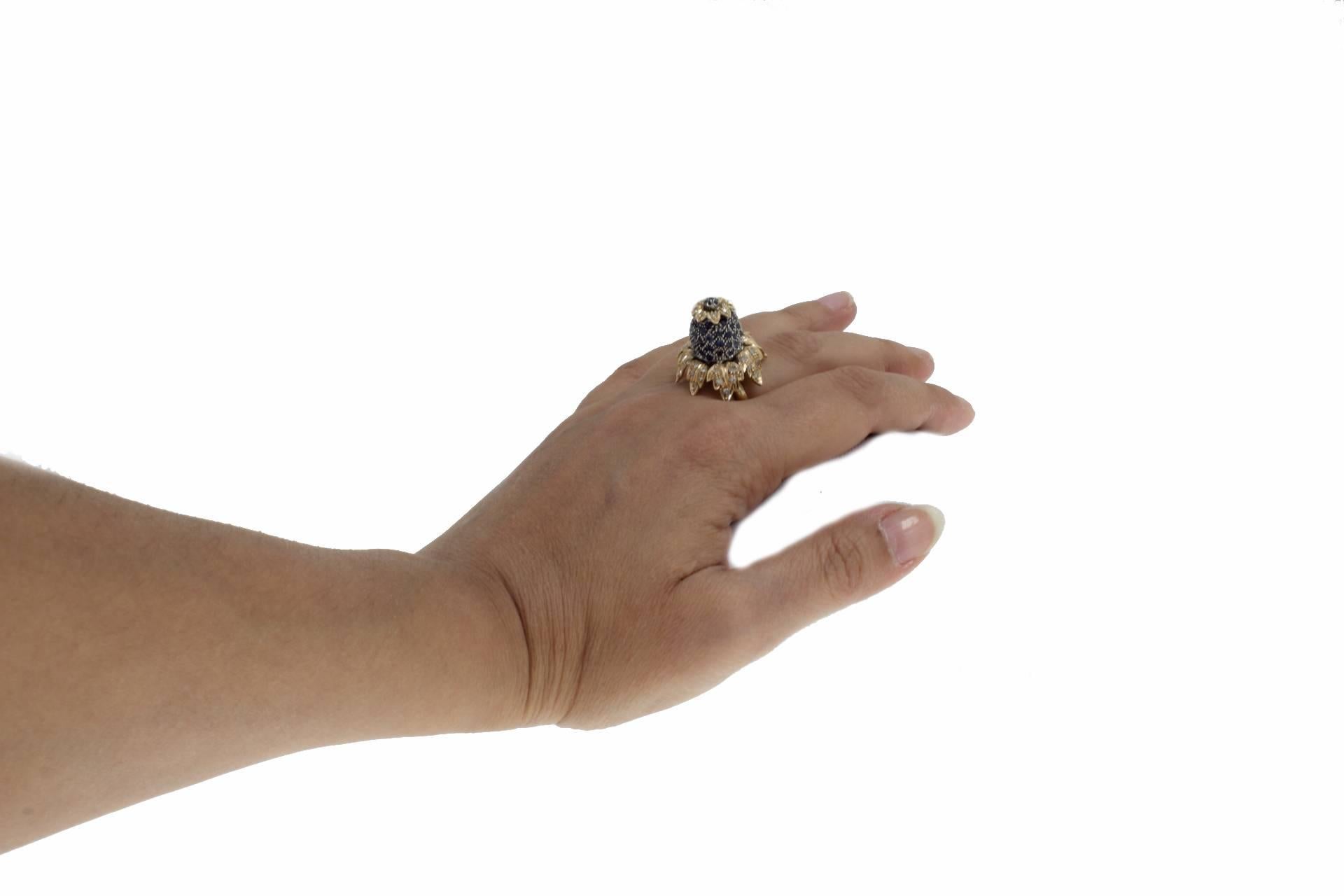 saphire flower ring