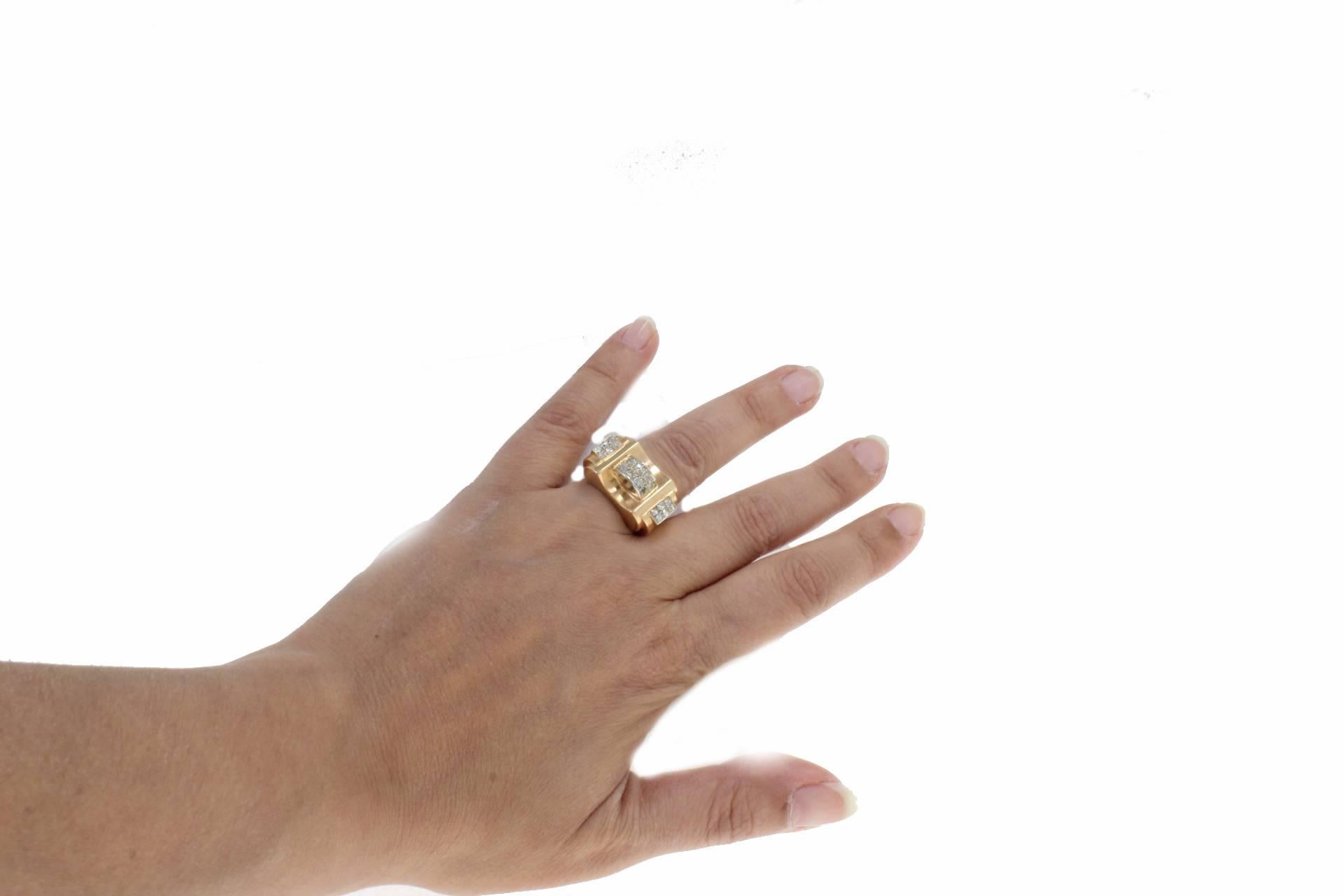Diamant Gelbgold Fashion Ring (Rundschliff) im Angebot