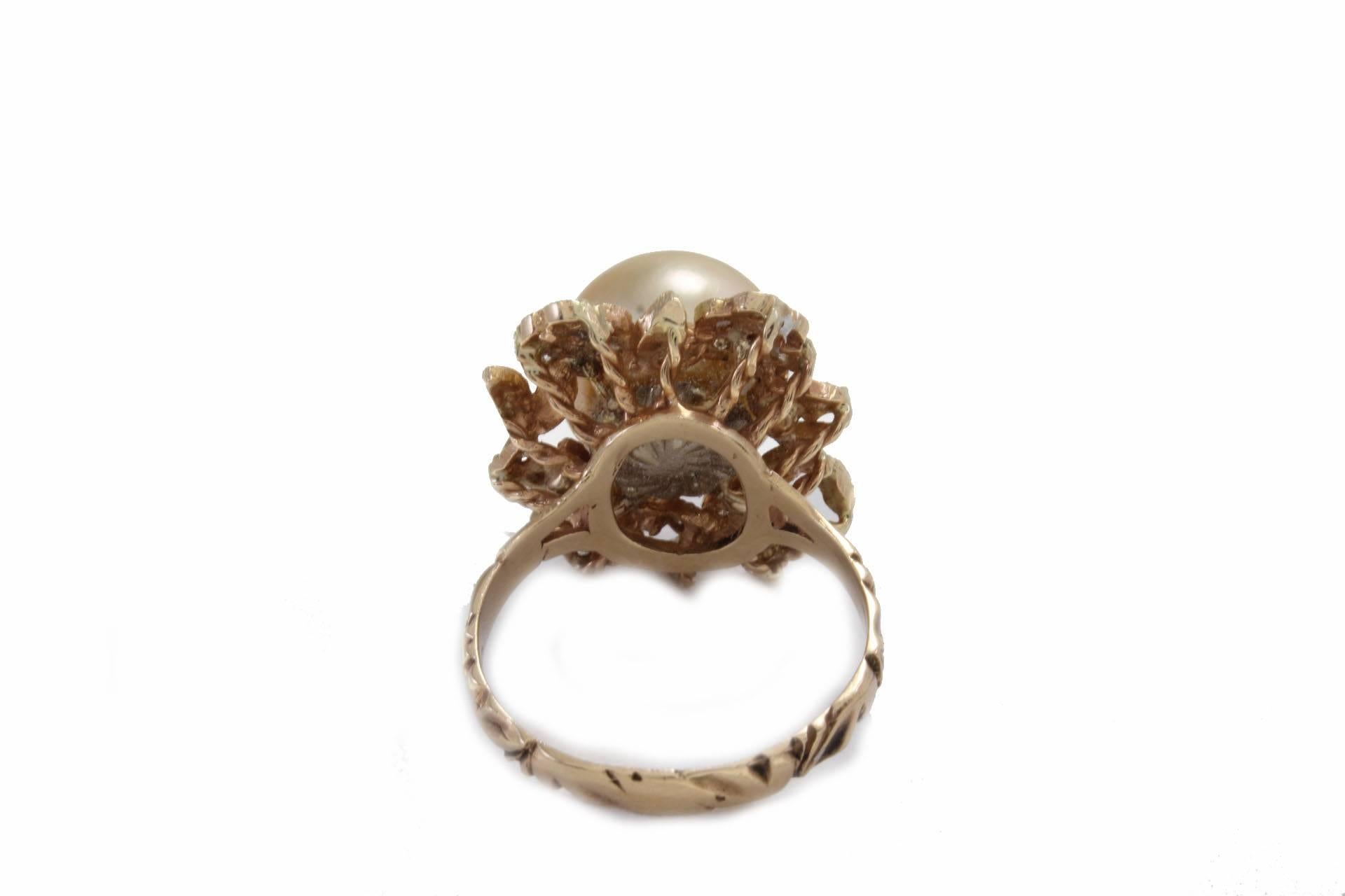 Retro Diamond and Gold Australian Pear Gold  Ring