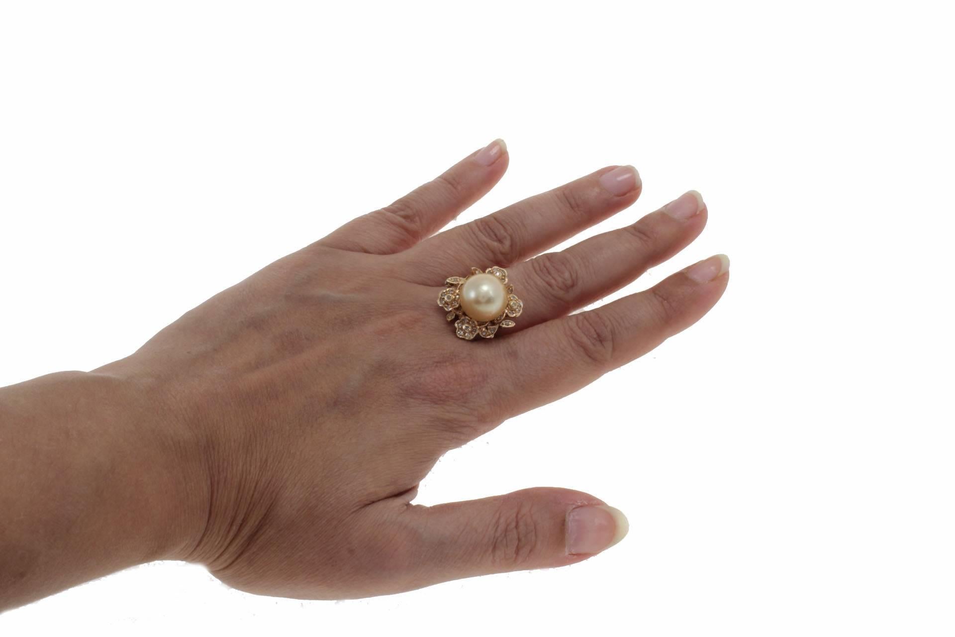 Diamond and Gold Australian Pear Gold  Ring In Good Condition In Marcianise, Marcianise (CE)