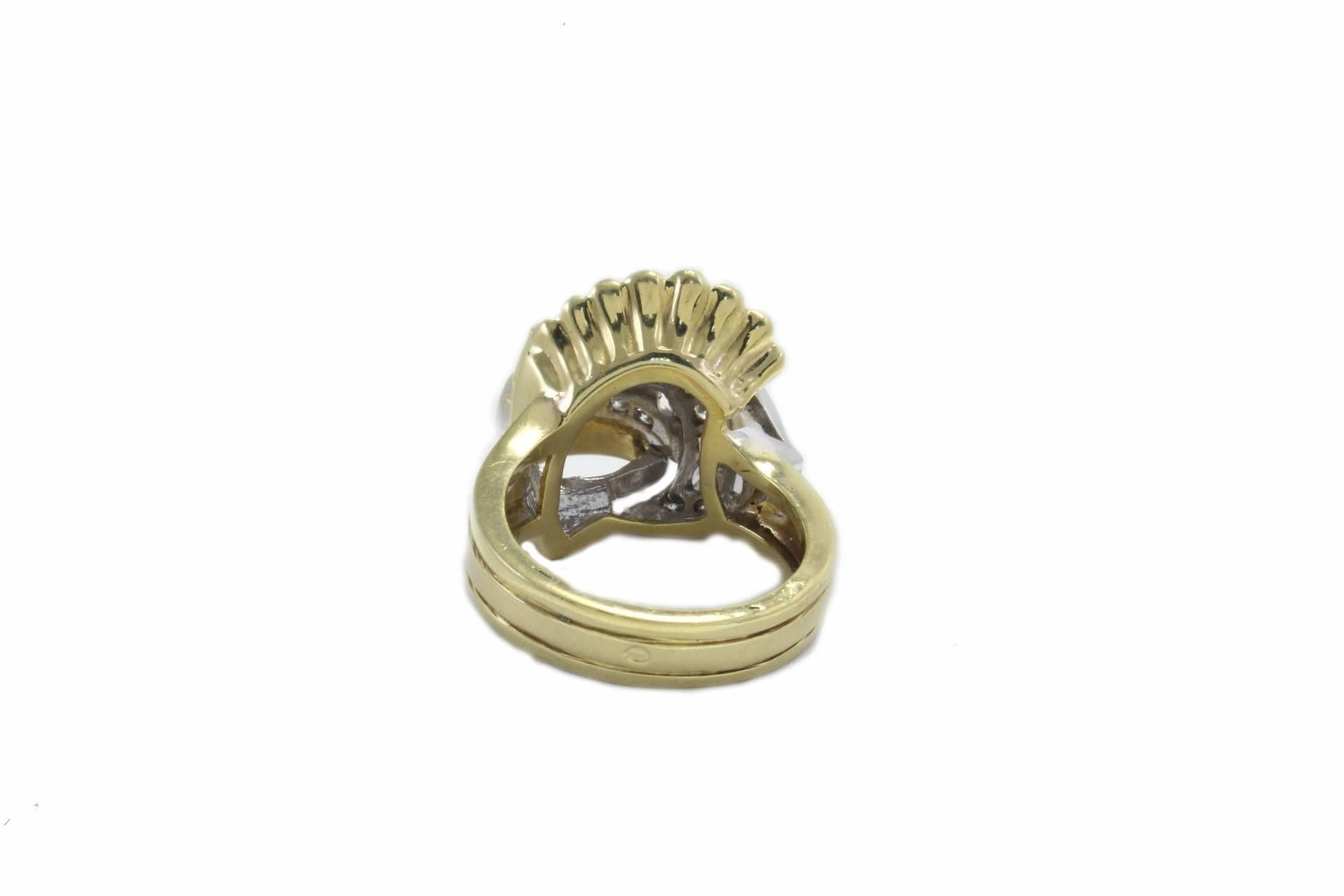 Retro Diamond and Yellow Gold Fashion 18 kt Gold  Ring For Sale