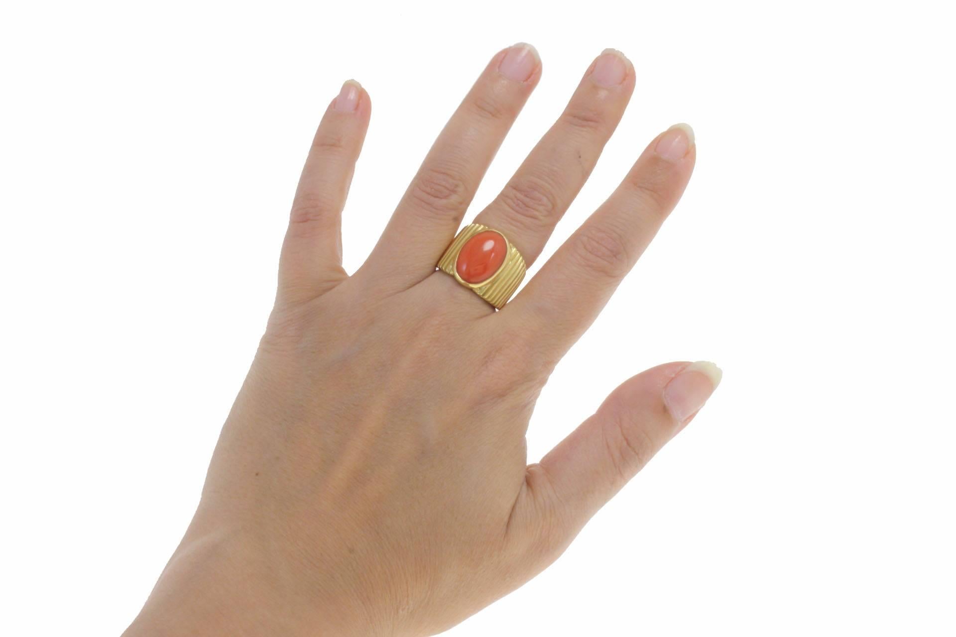Women's or Men's Coral Signet Ring