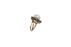 Gold Silver Diamond Australian Pearl Ring