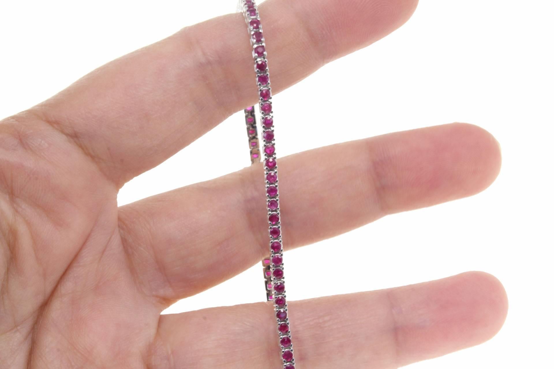 Ruby Gold Tennis Bracelet In Good Condition In Marcianise, Marcianise (CE)