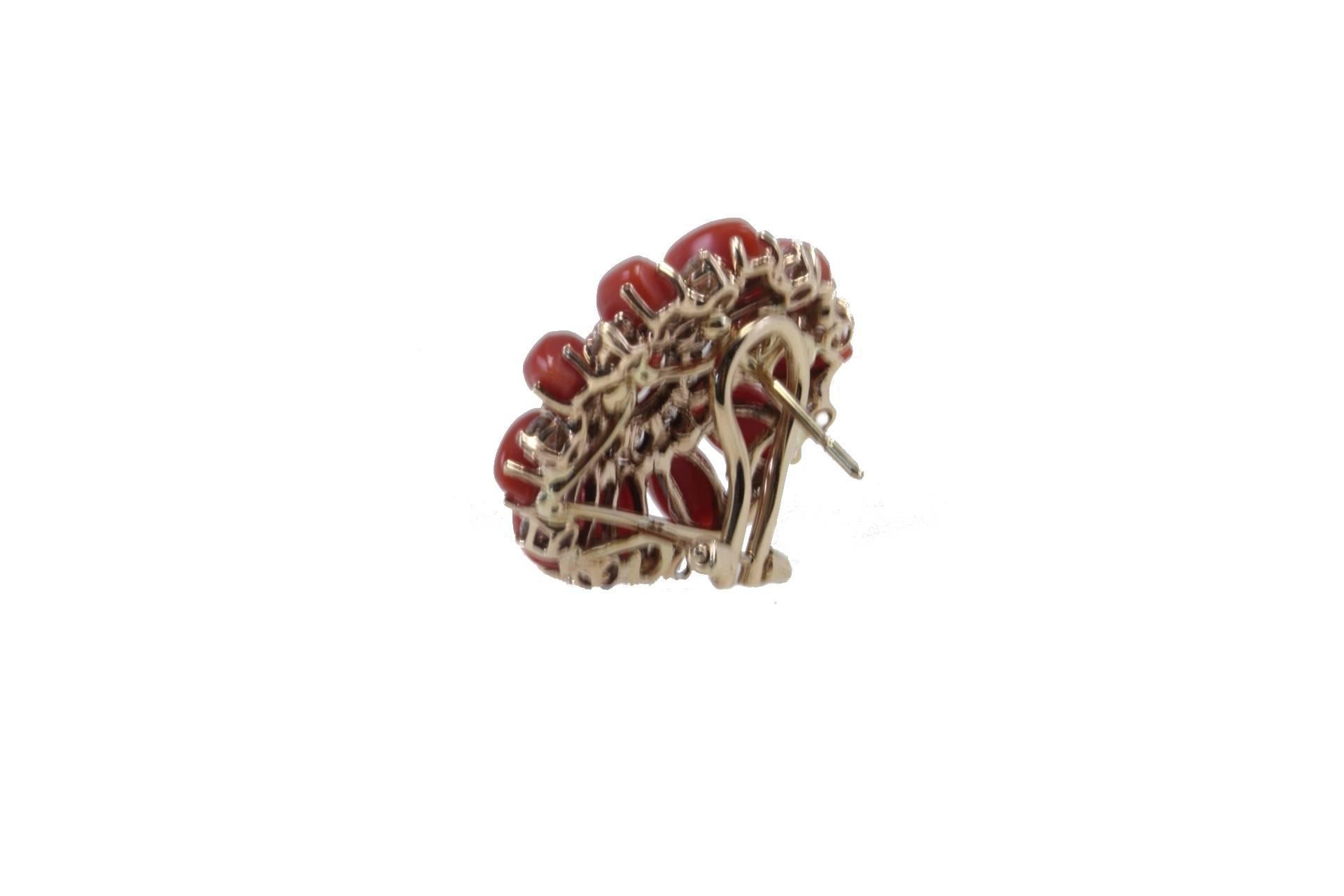 Retro Luise Coral Diamond Gold Earrings