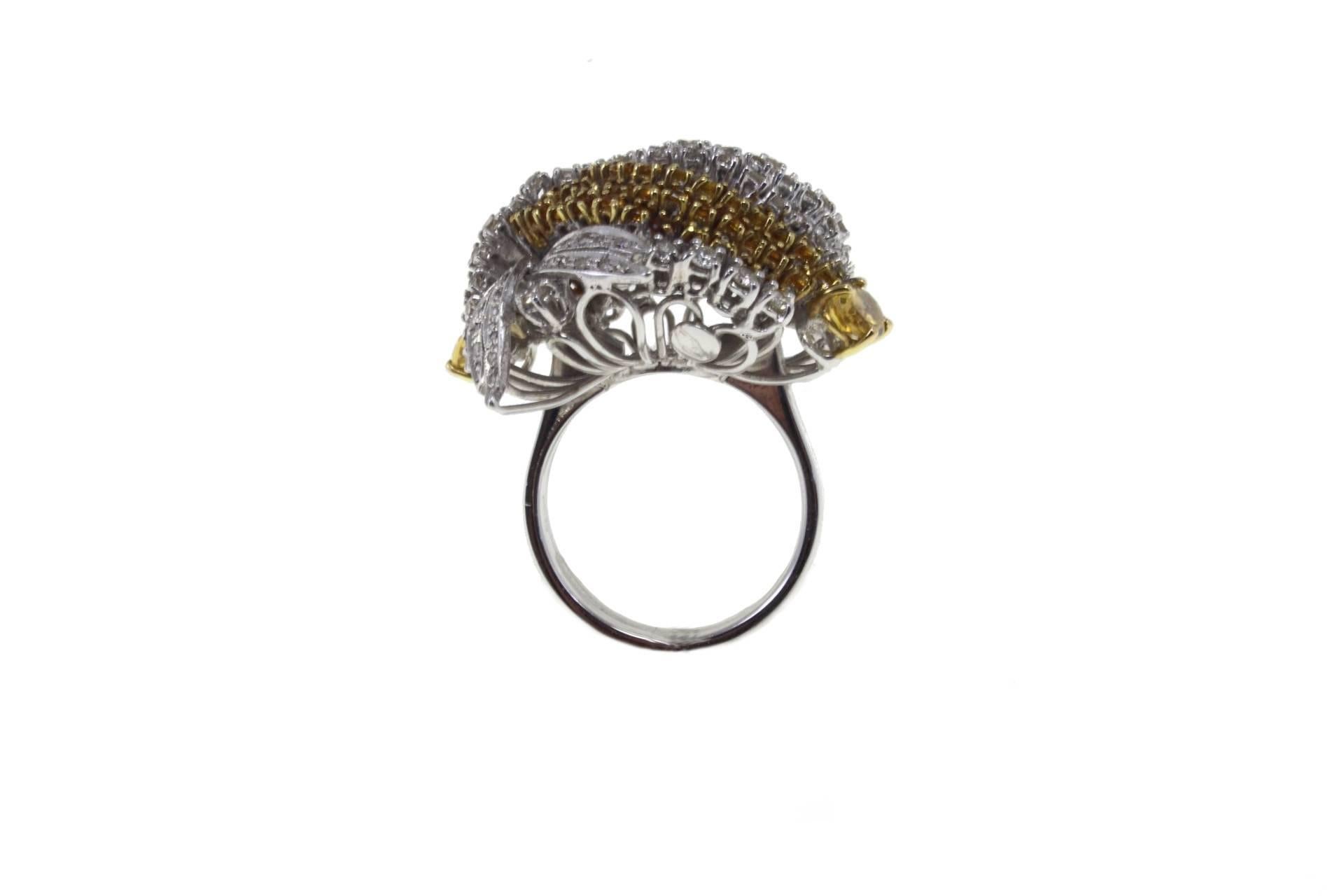 Retro  18 Karat Gold Diamonds Sapphire Dome Ring