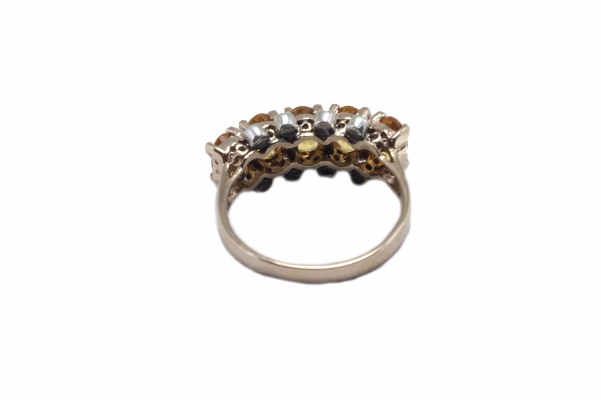 Luise Topaz Diamond Silver Rose Gold Ring In Good Condition In Marcianise, Marcianise (CE)