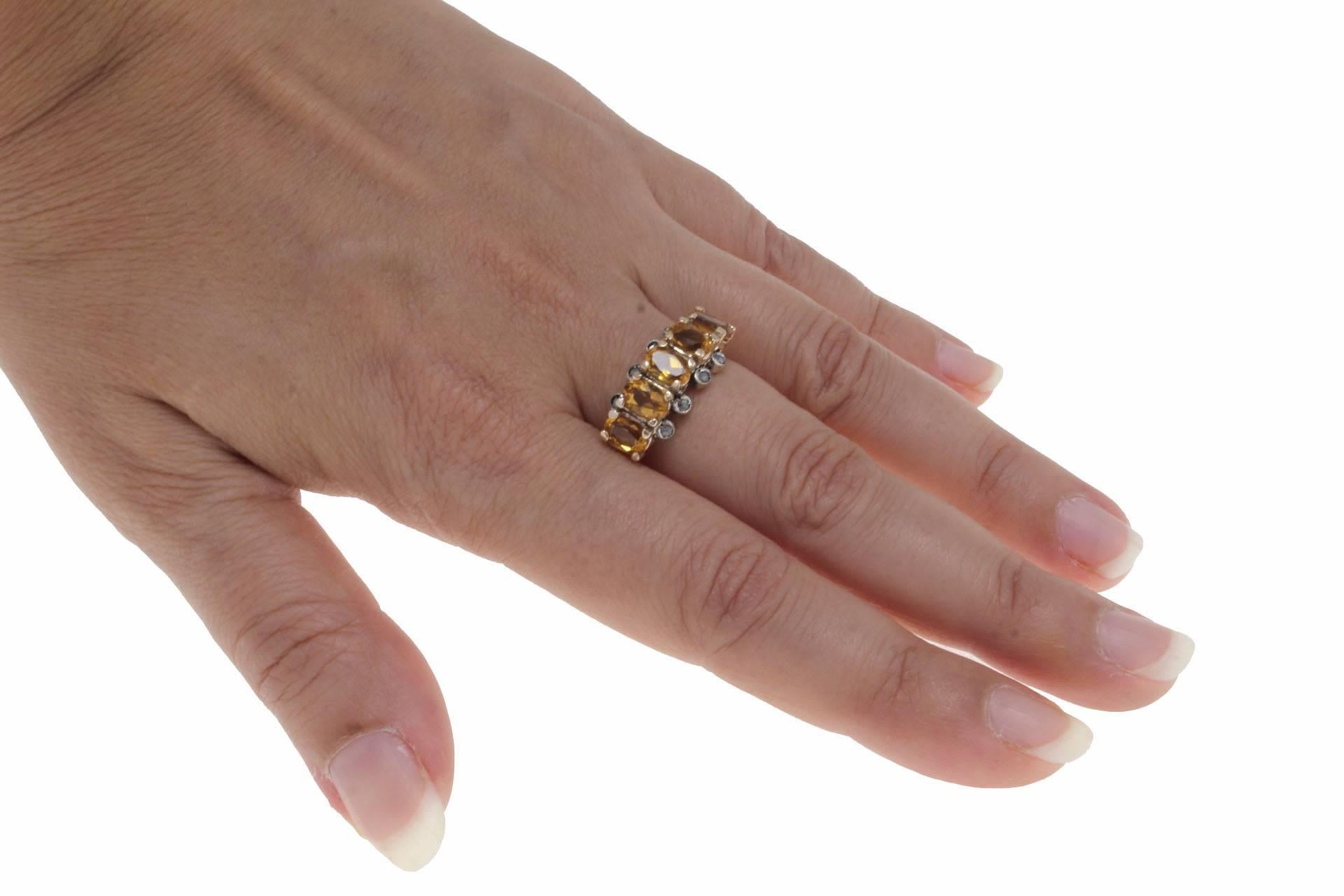 Women's or Men's Luise Topaz Diamond Silver Rose Gold Ring
