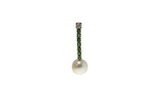 0.70 ct Diamond 2.09 ct Emerald 8 g Australian Pearl Rose Gold Dangle Earrings