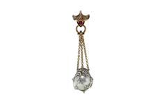 Australian  Pearl Ruby Diamond Gold Dangle Earrings