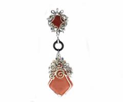 Corals, Onyx Ring, Sapphires, Diamonds, Pearl, White/Rose Gold Pendant