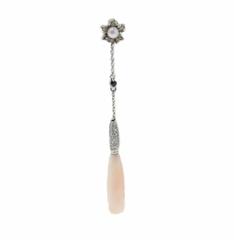 Luise Coral Pearl Diamond and Fancy Diamond Drop Earrings