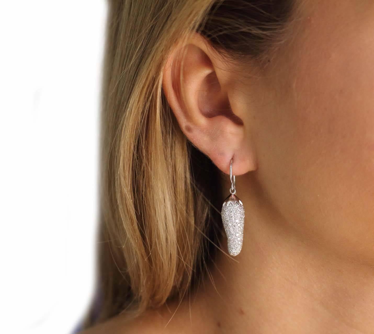 18 kt white gold Diamond Dangle Earrings In Good Condition In Marcianise, Marcianise (CE)