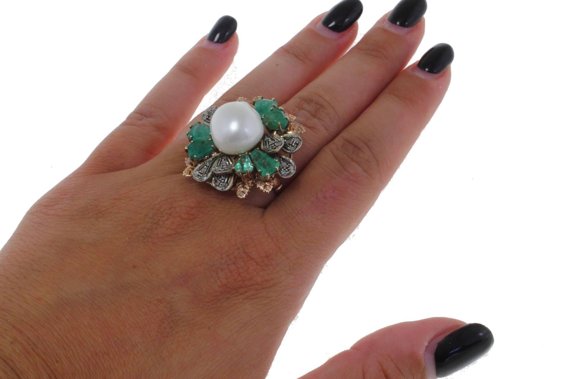 pearl and emerald engagement ring