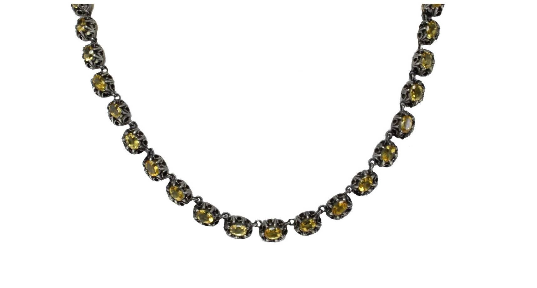  Gold Silver Topaz Necklace In Good Condition In Marcianise, Marcianise (CE)