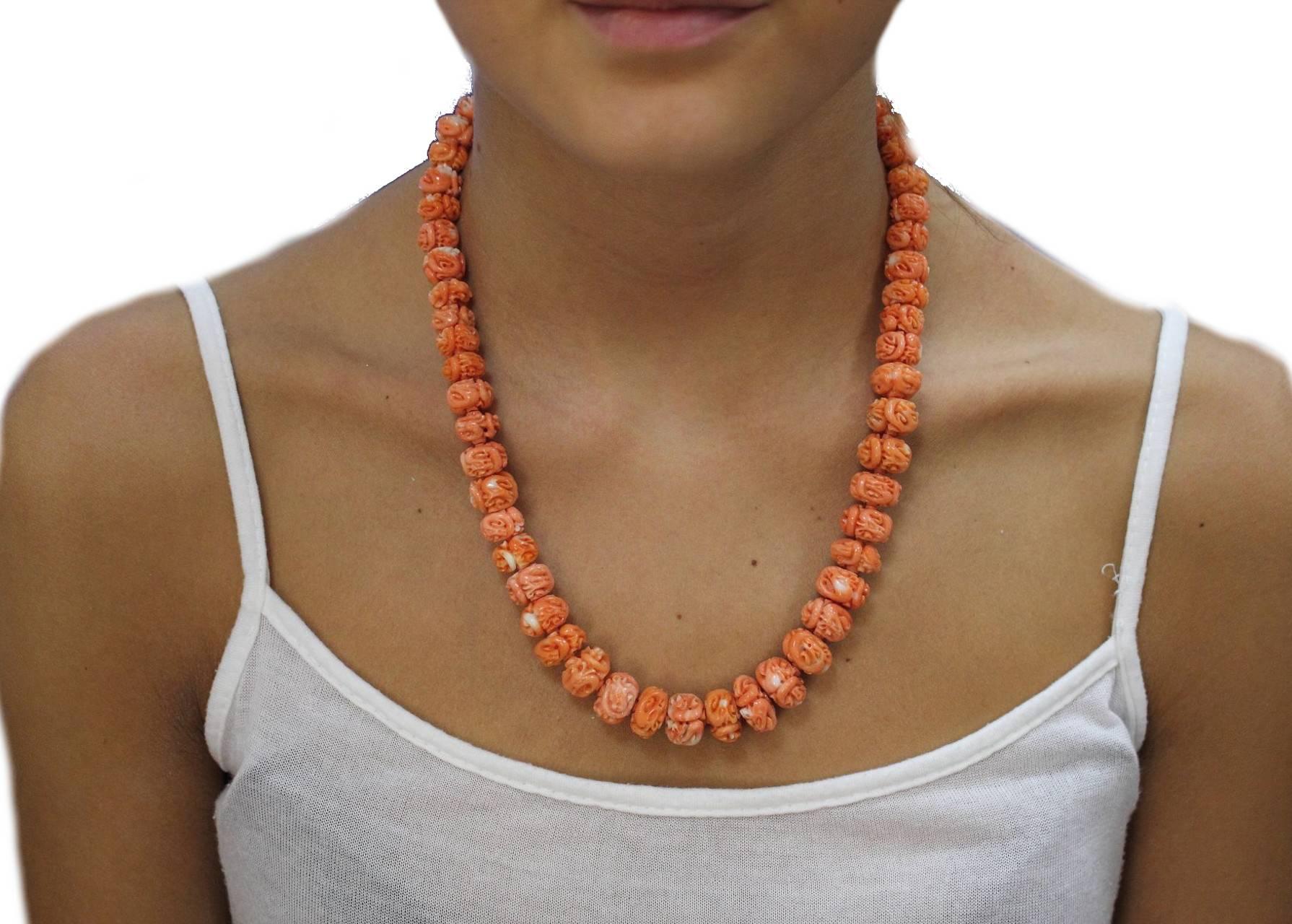 coral necklace gold