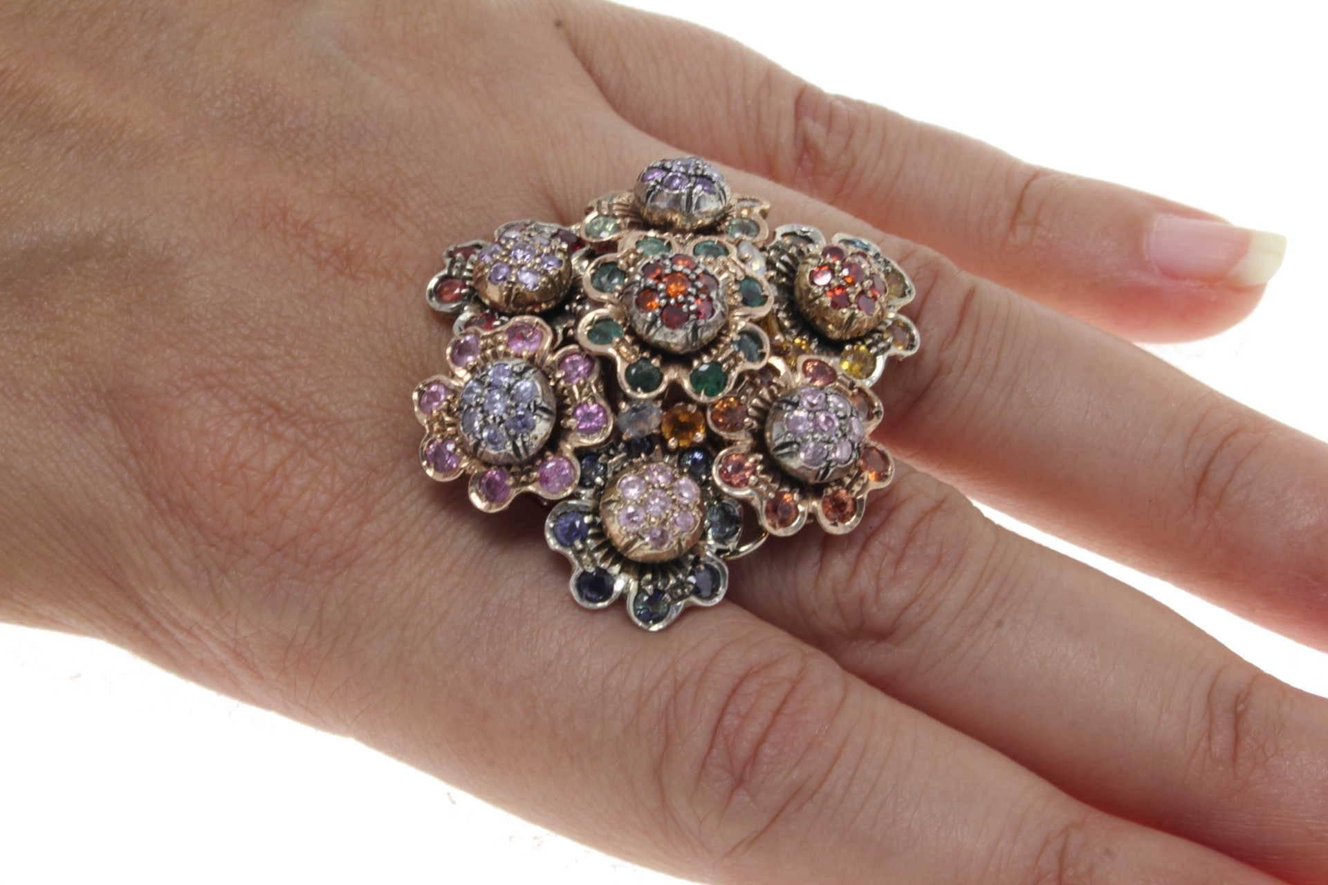 Rose Gold Bouquet of Gemstone Ring 1