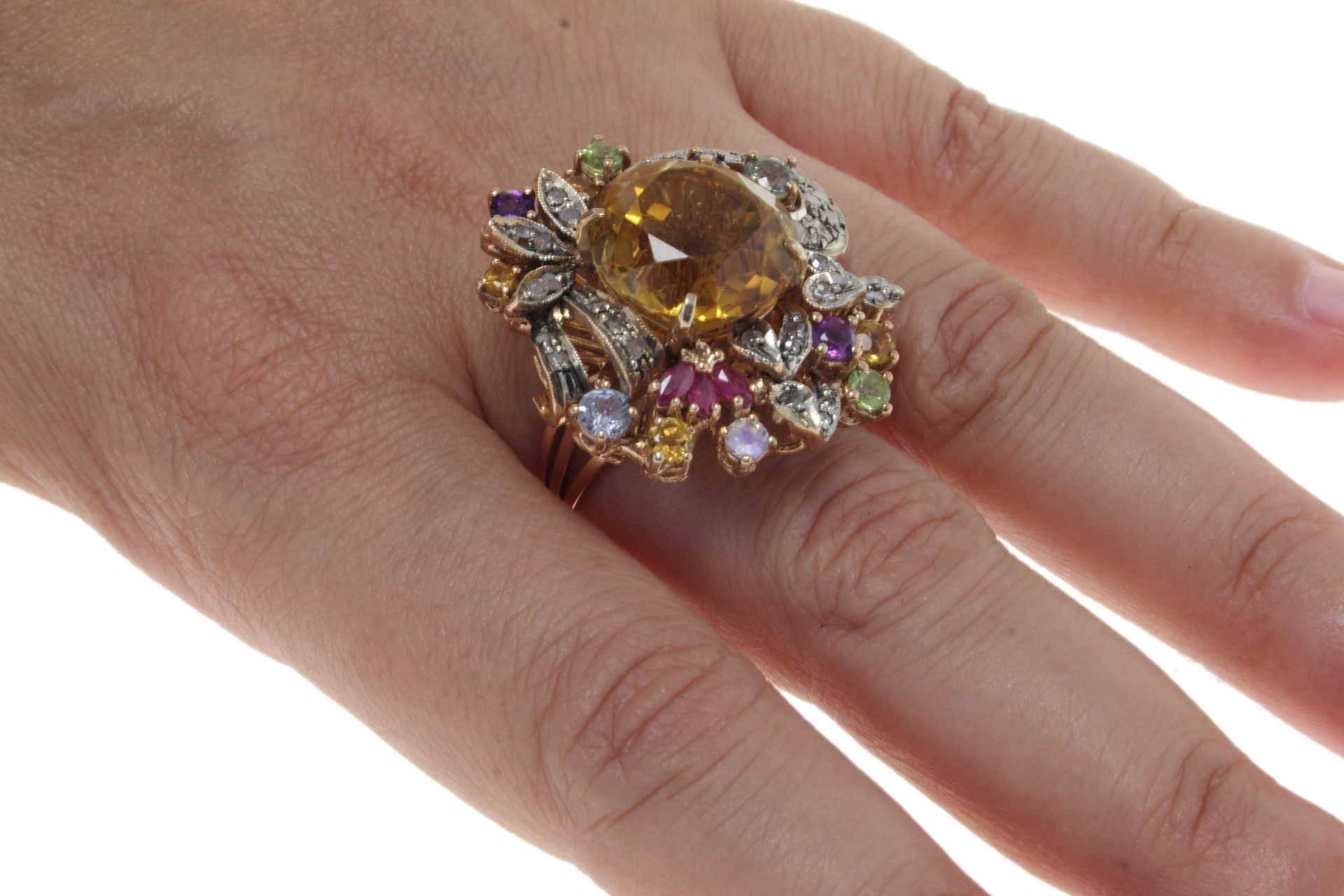 Women's or Men's  Topaz Amethyst Ruby Diamond Ring