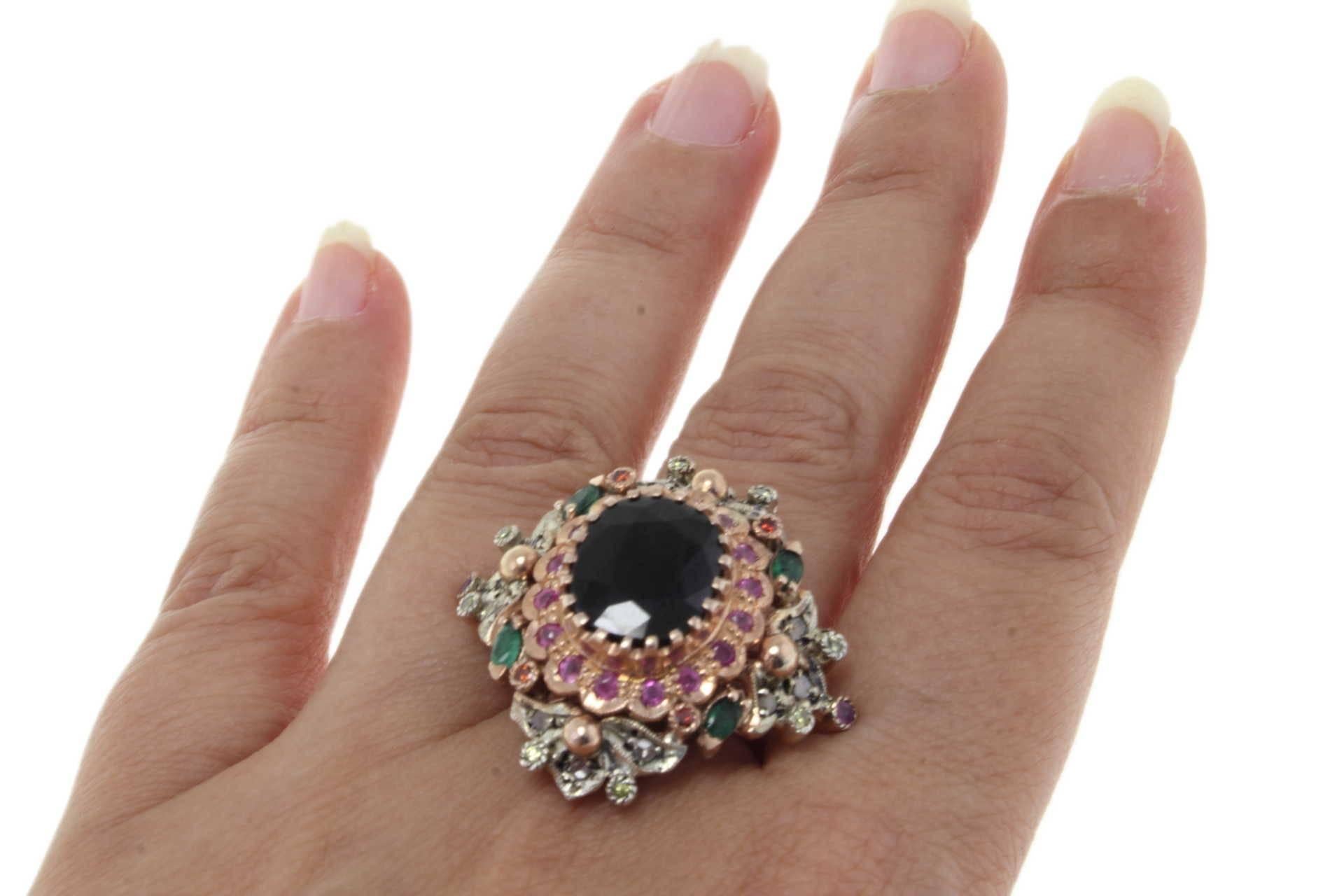 Women's or Men's Luise Rose Gold Sapphire Emerald Ruby Diamond Ring