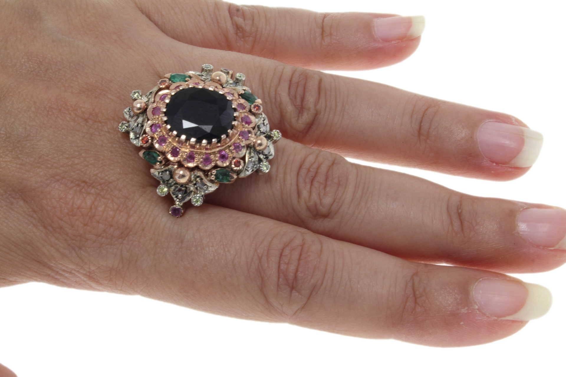 Luise Rose Gold Sapphire Emerald Ruby Diamond Ring 1