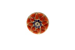 Diamonds, Blue Sapphire Flowers, Red Coral Flowers, Rose Gold Clip-on Earrings