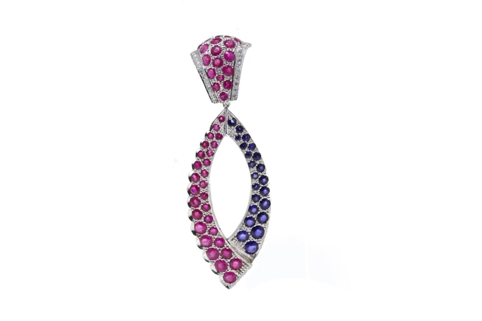 For any inquiries,please contact the seller through the message center.

Drop earring in 14kt white gold embellished with sapphires rubies and diamonds.
tot weight 22.1gr
r.f.  +GGOFF
RK.AGUUO80