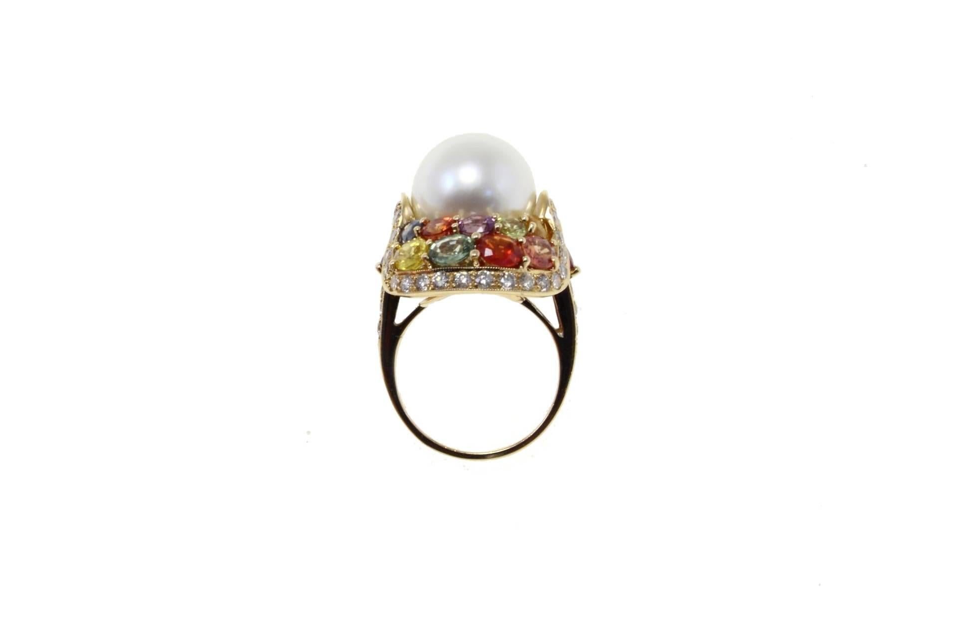 Retro Luise Sapphire Diamond Australian Pearl Cocktail rose gold Ring