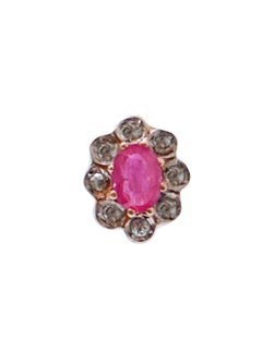 Rubies, Diamonds, Rose Gold and Silver Earrings.