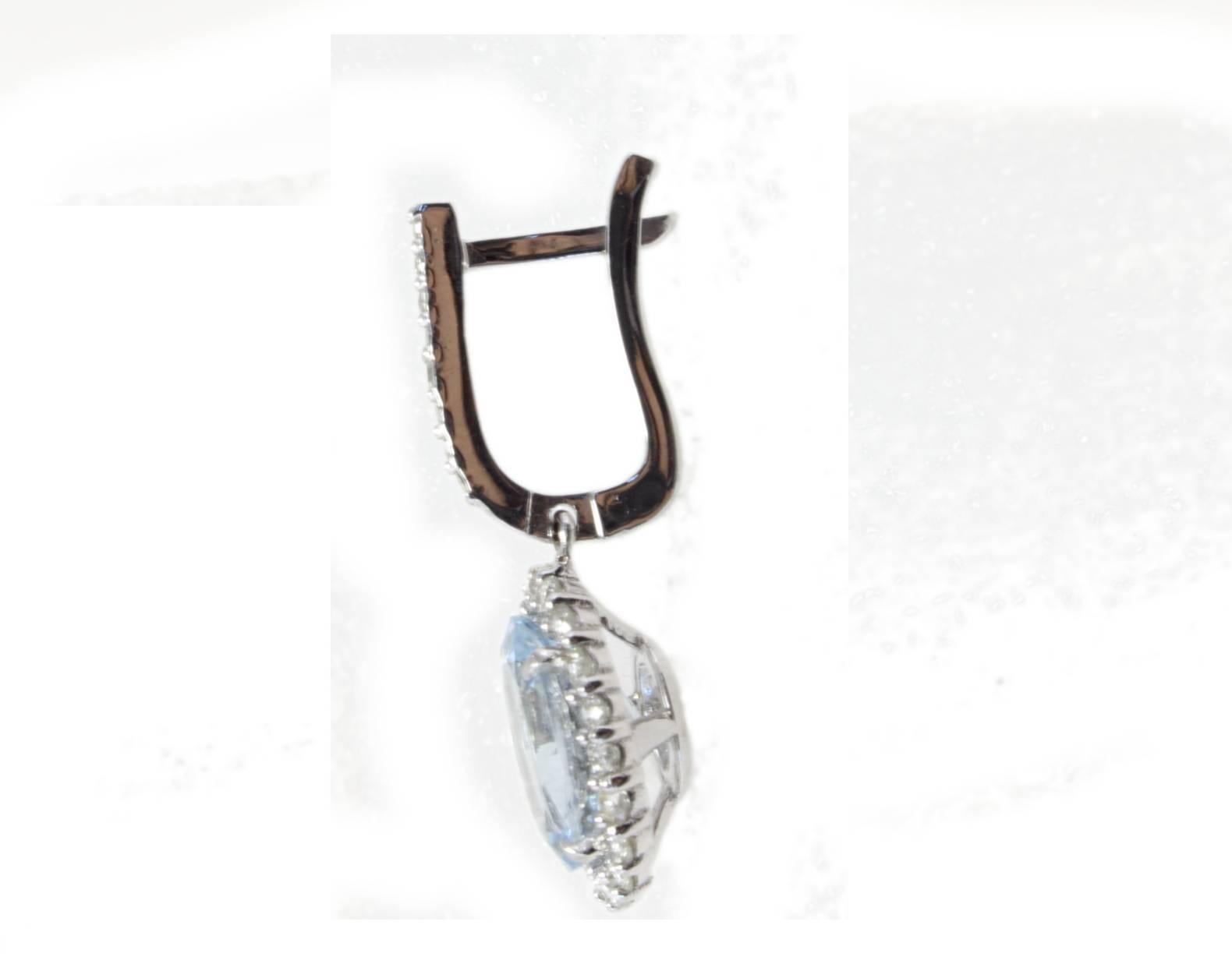 Retro Luise Aquamarine and Diamond Dangle Earrings