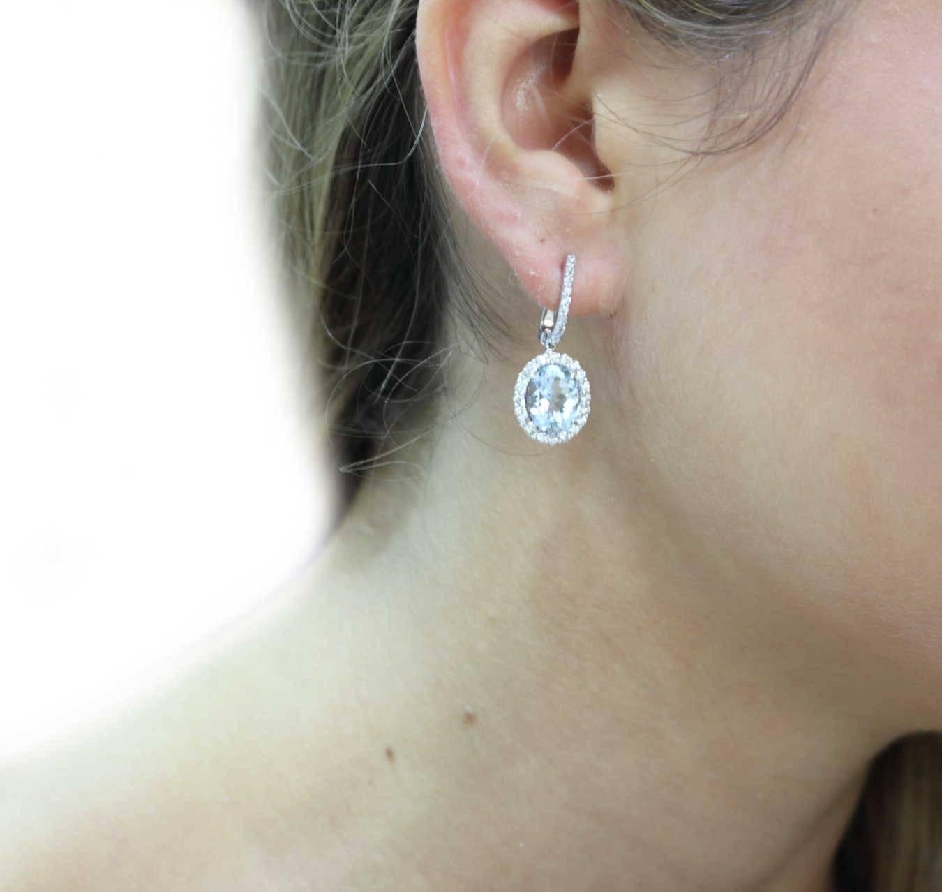 Luise Aquamarine and Diamond Dangle Earrings In Good Condition In Marcianise, Marcianise (CE)