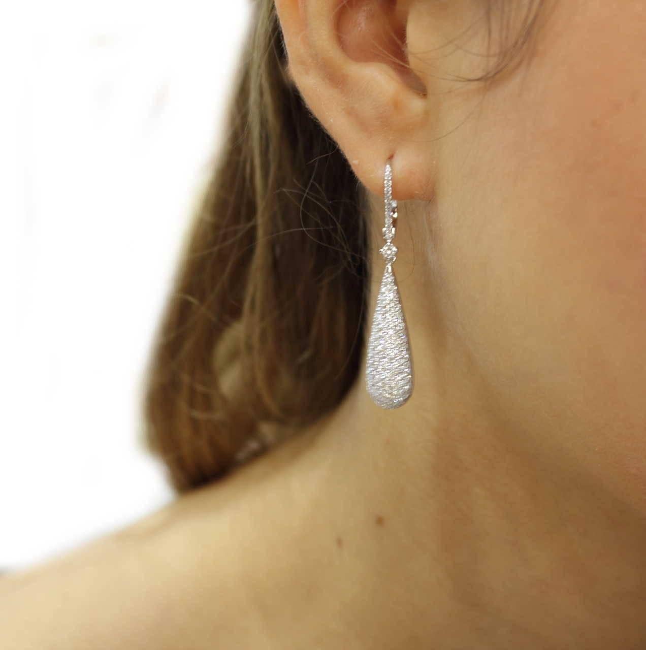 Women's or Men's  Diamond Drop Gold Earrings