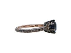 Sapphire, Diamonds, Rose Gold and Silver Ring.