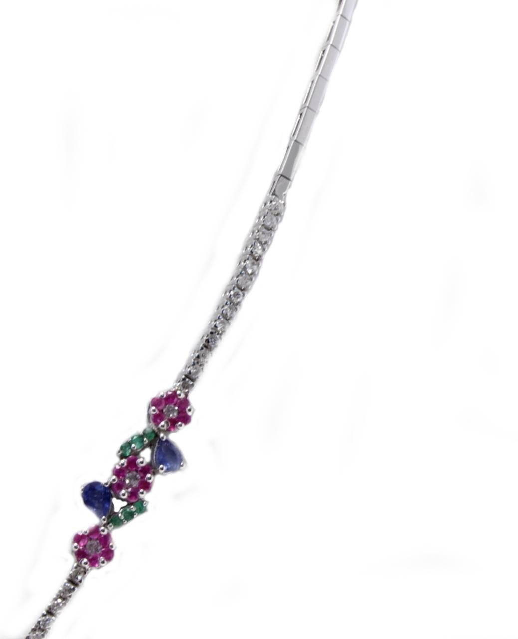 Retro Luise Diamond Ruby Emerald and Sapphire Necklace and Earrings